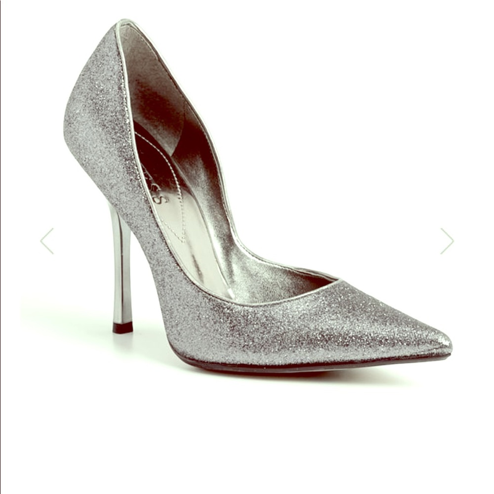 Guess Carrielee silver glitter heels size 10.
